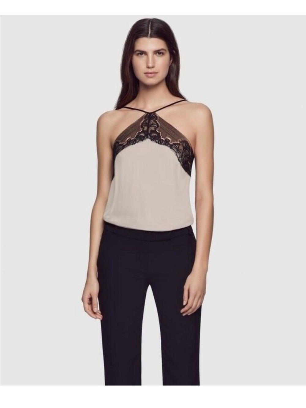Kiki de Montparnasse NWT Silk Lace Halter Cami Black White S Luxury Lingerie